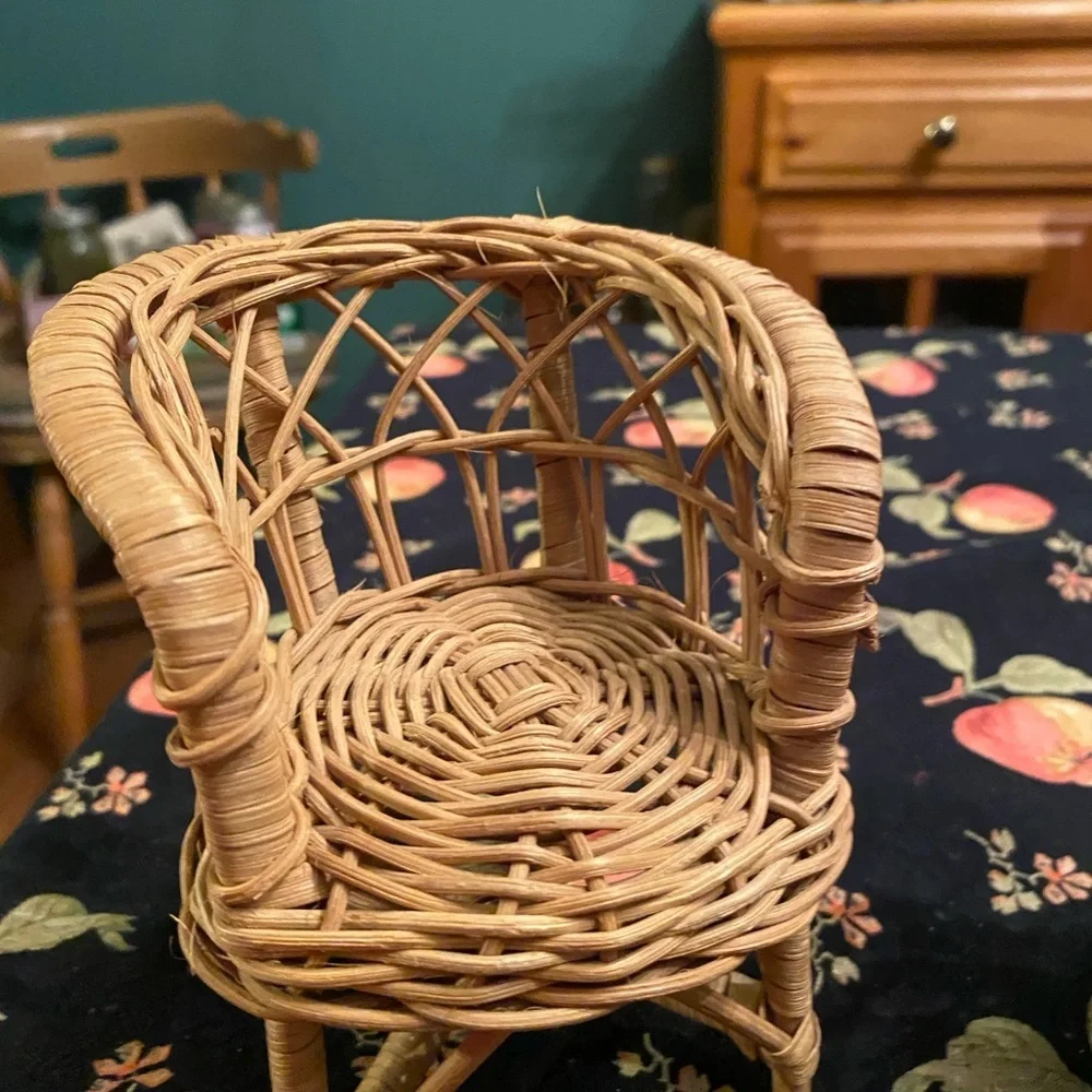 Miniature Wicker Chair and Table Set